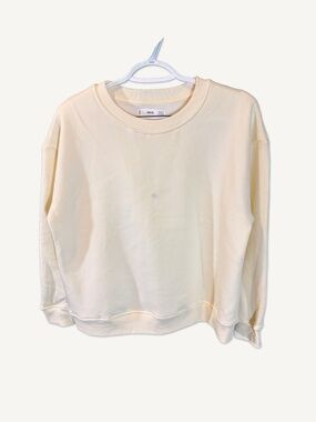 Mango Cream Sweat Set Top & Shorts Lounge Casual Size S